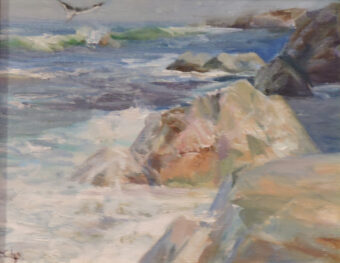 View artwork titled Surf on the Rocks