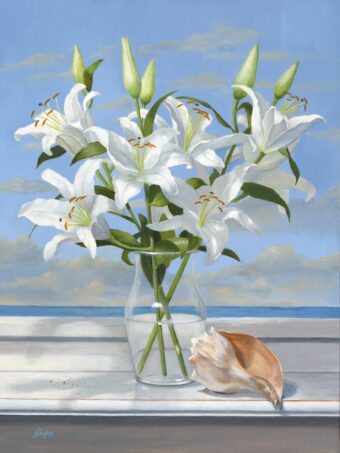 View artwork titled Lilies with a View