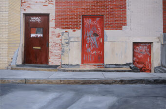 View artwork titled Three Red Doors