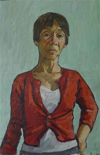 View artwork titled A Woman with Red Sweater