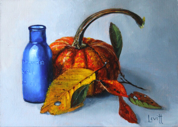Blue Bottle With Pumpkin