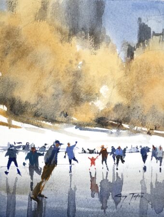 View artwork titled Winter Fun Frog Pond