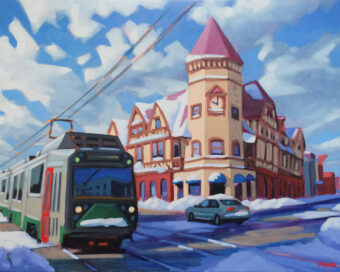 View artwork titled Winter Sunrise (Coolidge Corner)
