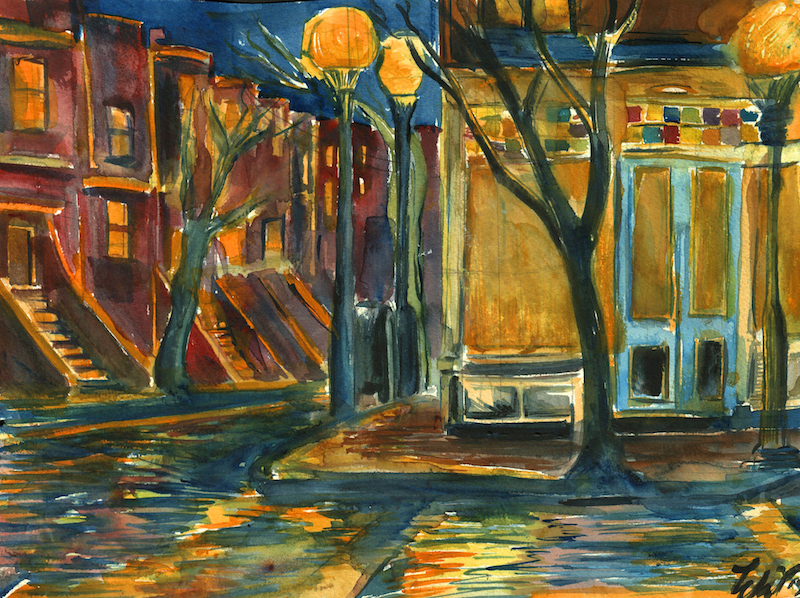 Clarendon and Chandler at Night (South End)