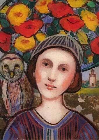 View artwork titled Girl, Hat and Owl