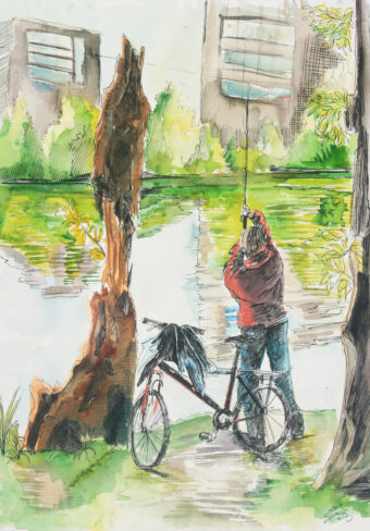 View artwork titled Fisherman Along the Fens