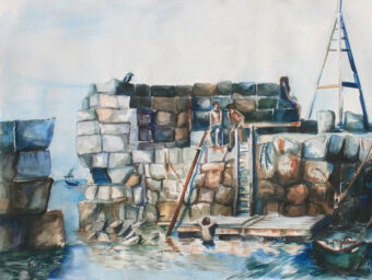 View artwork titled Swimmers at White Warf, Rockport