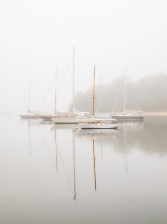 View artwork titled Autumn Fog on Quissett Harbor