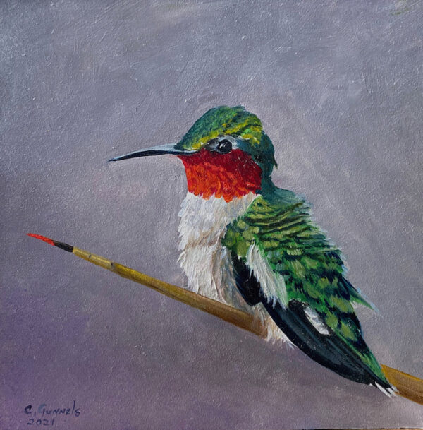 Ruby-Throated Hummingbird Painting