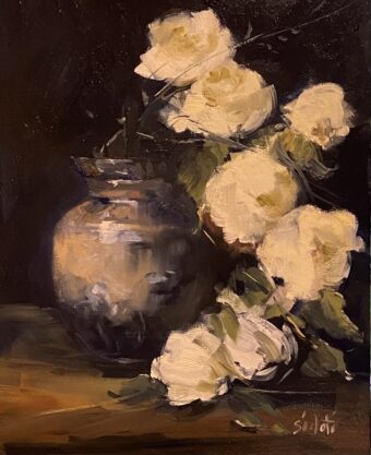 View artwork titled Roses and Heirloom Vase