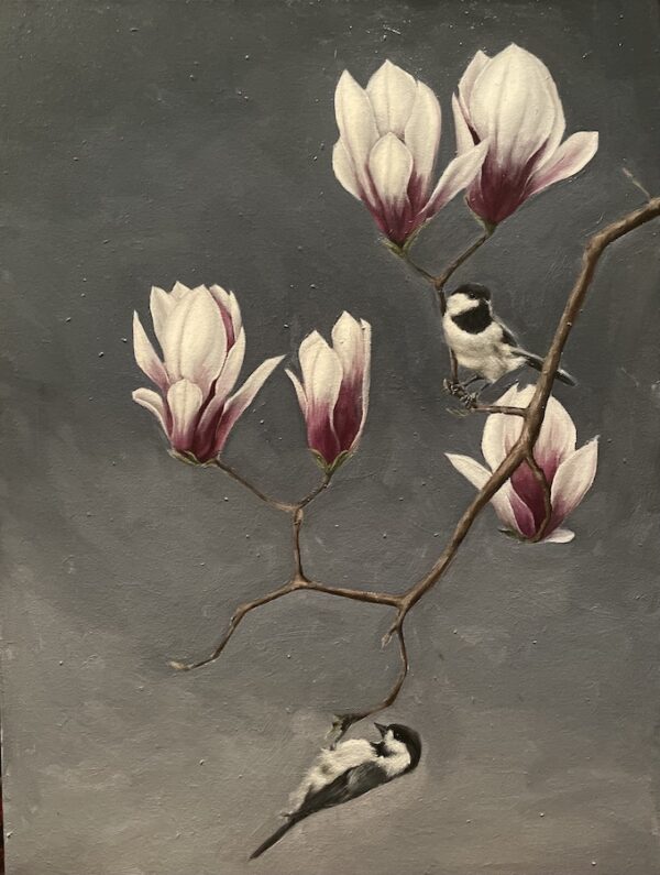 Magnolia with Chickadees