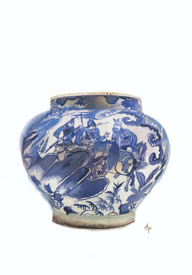 Wine Jar With Scene From a Popular Drama