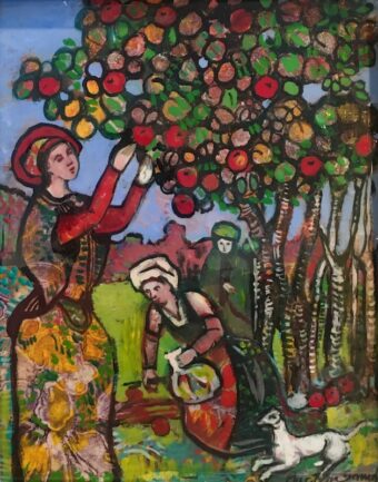 View artwork titled The New England Apple Picking