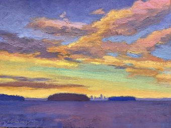 View artwork titled Sunset Over Boston