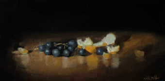 View artwork titled Orange and Grapes