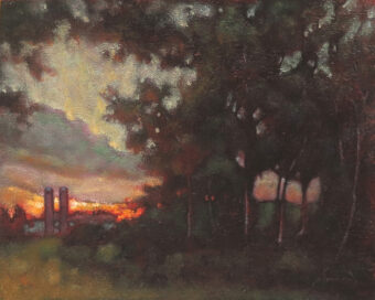 View artwork titled Twilight on the Farm