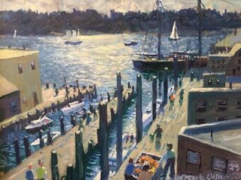 View artwork titled Gloucester Harbor Morning Docks