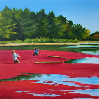 View artwork titled Wet Harvesting the Cranberry Bog