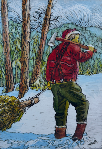 View artwork titled Woodsman Gets His Tree