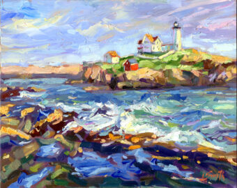 View artwork titled Nubble Lighthouse