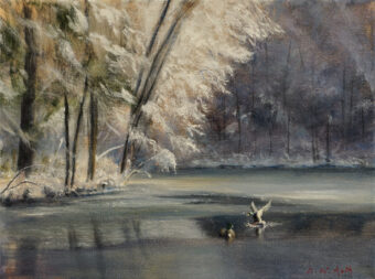 View artwork titled A winter’s Embrace: A Reunion on Ice