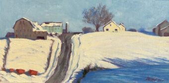 View artwork titled Vermont farm in winter, Jeffersonville