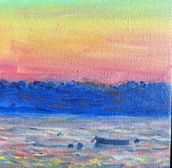 View artwork titled Sunset st the wharf