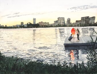 View artwork titled Lantern Lighting at Sunset