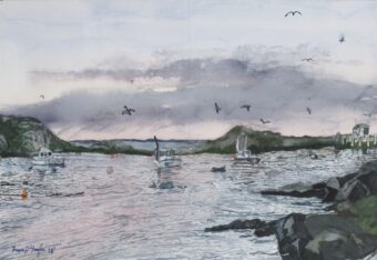 View artwork titled Monhegan Harbor Sunset