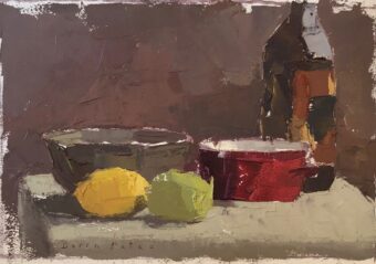 View artwork titled Still Life with Bottle and Citrus Fruit