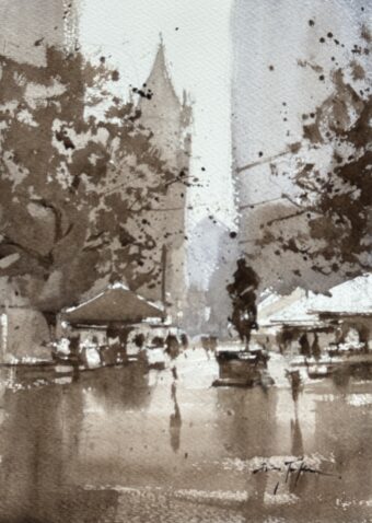 View artwork titled Rain Falls Copley Square