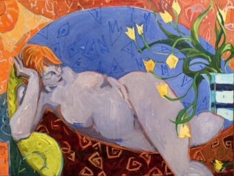 View artwork titled Blue Lady with Tulips