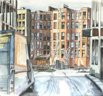 View artwork titled “Fenway Alley in Orange”