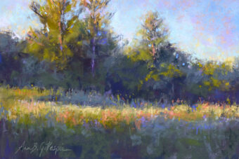 View artwork titled Sun Slipping through the Trees