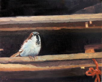 View artwork titled Sheltering Sparrow