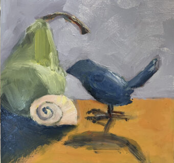 View artwork titled Blue Bird, Shell, Pear