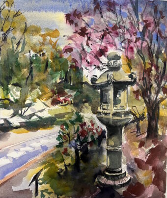 View artwork titled Morning Light at the Japanese Garden