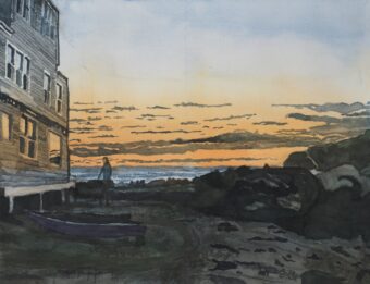 View artwork titled Sunset over Fish Beach