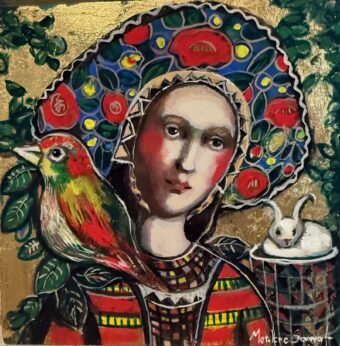 View artwork titled Lady, Bird and Bunny