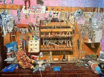 View artwork titled Puppetmaster’s Workshop